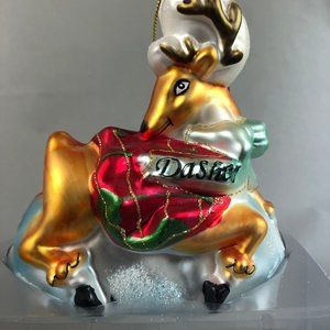 Santa's Reindeer DASHER Glass Christmas Ornament